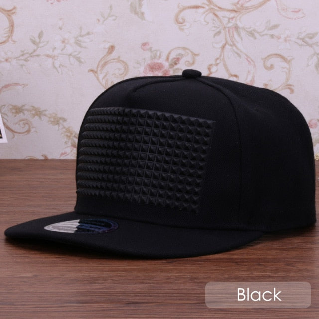 Fancy  Snapback Baseball Cap with 3D Silicon Square Pyramid Decorations..