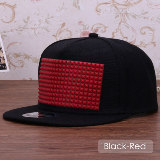 Fancy  Snapback Baseball Cap with 3D Silicon Square Pyramid Decorations..