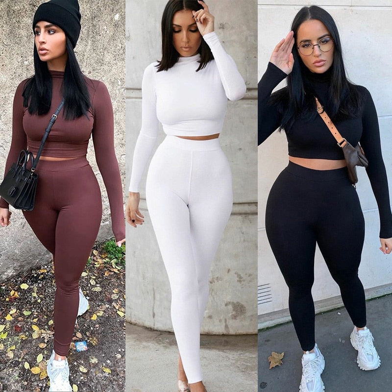 Women's Tracksuits, High Waist, Stretchy Sportswear , top & Leggings Matching Outfits