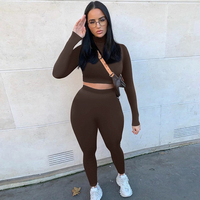 Women's Tracksuits, High Waist, Stretchy Sportswear , top & Leggings Matching Outfits