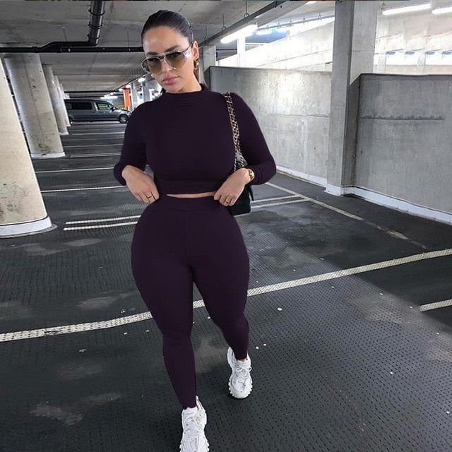 Women's Tracksuits, High Waist, Stretchy Sportswear , top & Leggings Matching Outfits