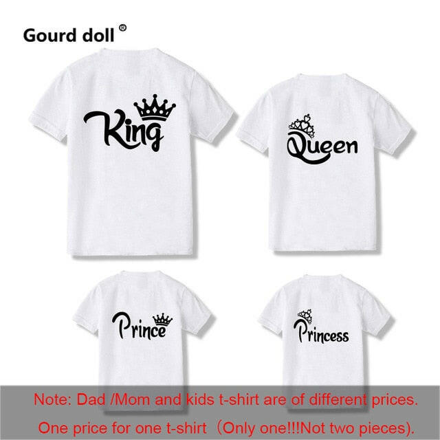 Family Matching T-Shirt Set - King, Queen, Prince, Princess.