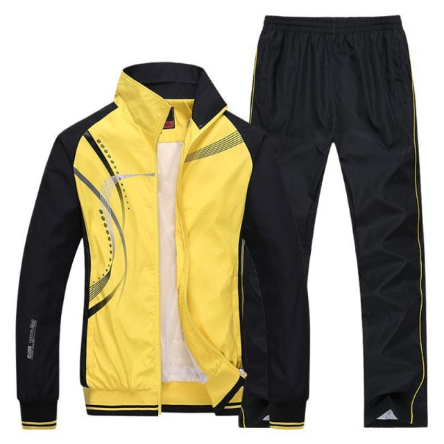 Men Sportswear New Spring Autumn Tracksuit 2 Piece Sets Sports Suit Jacket+Pant Sweatsuit Male Fashion Print Clothing Size L-5XL