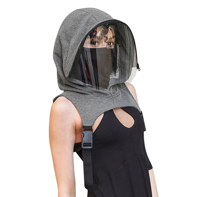 Full Protective Face Wear Hooded Hat Adults Face Shield Reusable Removable Men Women&#39;s Outdoor Motorcycle Face Mask Masque