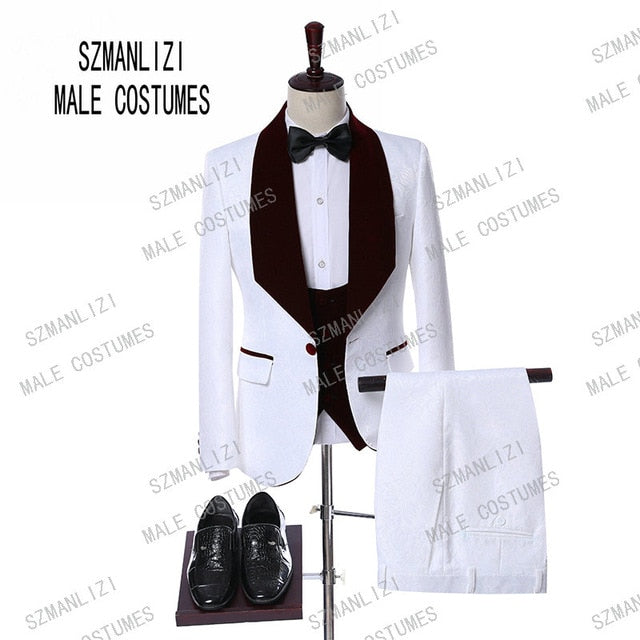 Men’s Wedding 3 pieces Italian Suits Design Custom Made Suits For Men