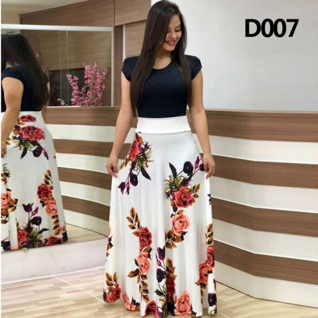 Flower  Polka Dot Print Matching Long dress for Women