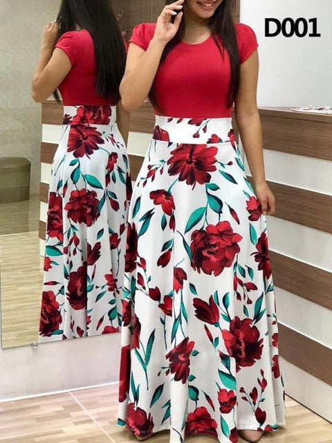 Flower  Polka Dot Print Matching Long dress for Women