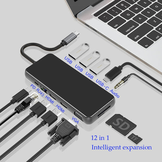 MST USB Hub Type C Dock Station USB C Dual HDMI-compatible VGA RJ45 PD USB 3.0 for Laptop Thunderbolt 3