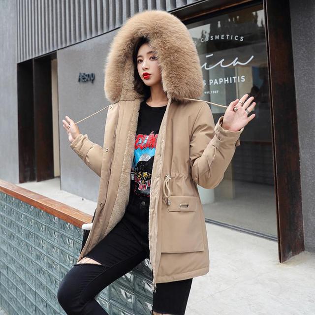 Fitaylor New 2021 Winter Parkas Women Large Fur Collar Hooded Jacket