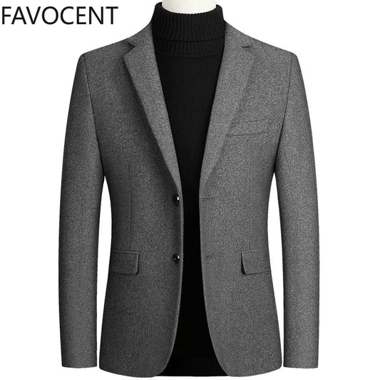 High Quality Men&#39;s Wool Suit Coat Wool Blends Casual Blazers Men Suit Top Male Solid Business Casual Mens Coats and Jackets