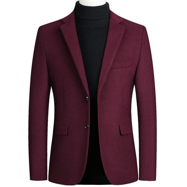 High Quality Men&#39;s Wool Suit Coat Wool Blends Casual Blazers Men Suit Top Male Solid Business Casual Mens Coats and Jackets