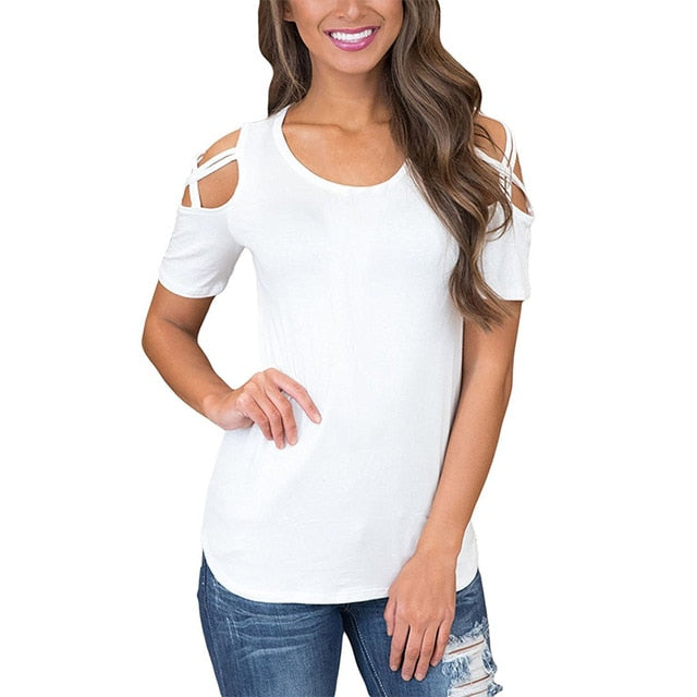 Solid Short Sleeve Female T-shirts.