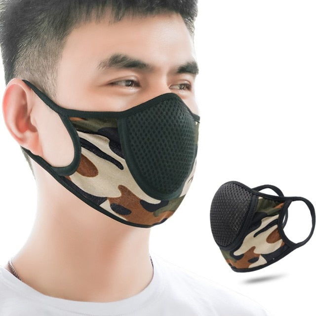 Sport Mask For Men Camouflage Print Breathable Cloth Dust-proof Mouth Mask For Adult Facemask Mesh Masks Decoration Accessories