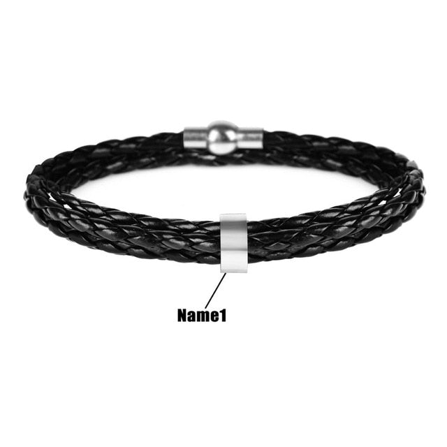 Personalized Men’s Braided Leather Bracelet.