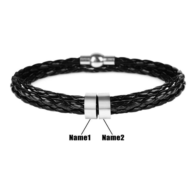 Personalized Men’s Braided Leather Bracelet.