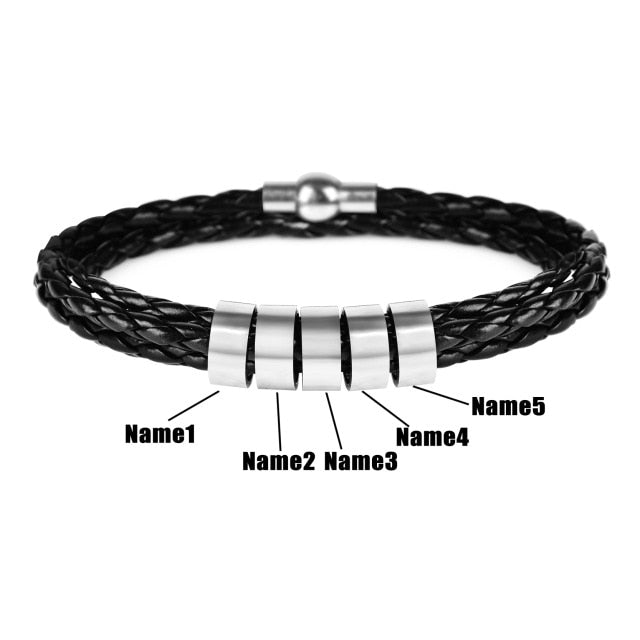 Personalized Men’s Braided Leather Bracelet.