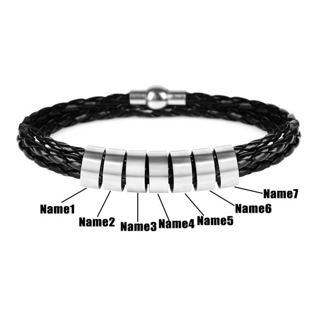 Personalized Men’s Braided Leather Bracelet.