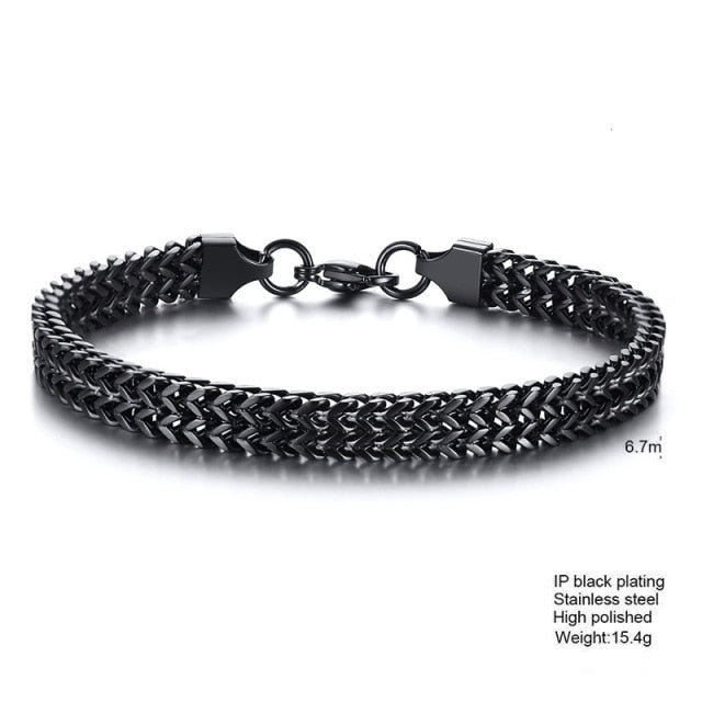 STYLISH STAINLESS STEEL BALI FOXTAIL CHAIN BRACELET FOR MEN.