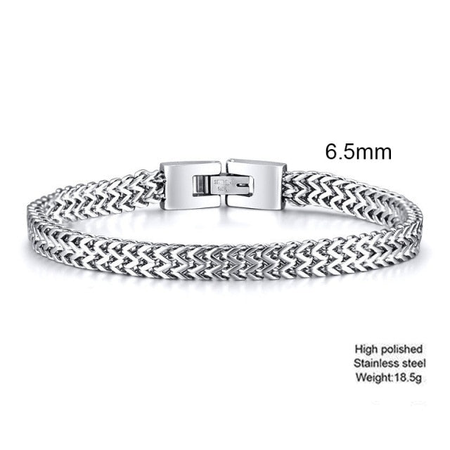 STYLISH STAINLESS STEEL BALI FOXTAIL CHAIN BRACELET FOR MEN DOUBLE FRANCO LINK CHAINS BRACELETS ARMBAND MALE JEWELRY