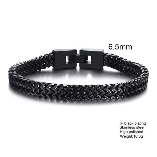 STYLISH STAINLESS STEEL BALI FOXTAIL CHAIN BRACELET FOR MEN DOUBLE FRANCO LINK CHAINS BRACELETS ARMBAND MALE JEWELRY