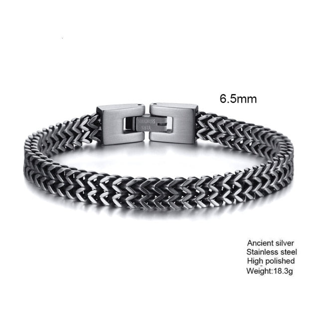 STYLISH STAINLESS STEEL BALI FOXTAIL CHAIN BRACELET FOR MEN.