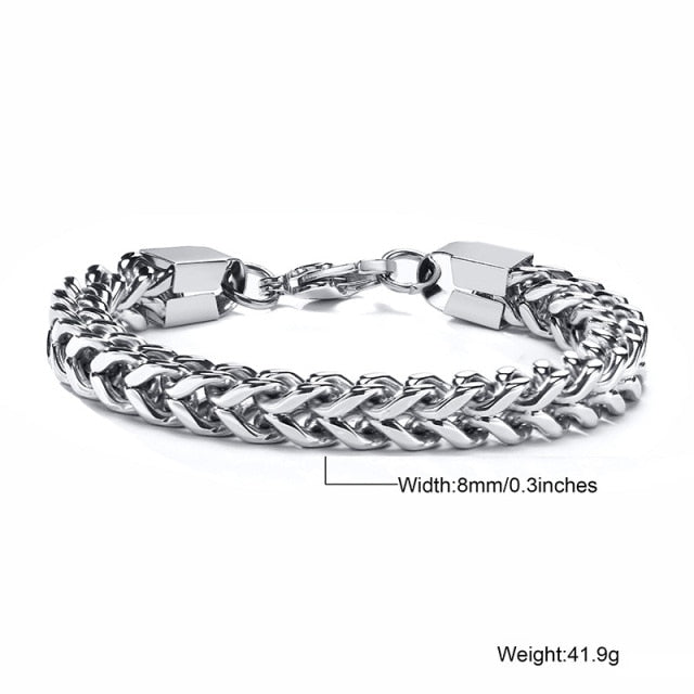 STYLISH STAINLESS STEEL BALI FOXTAIL CHAIN BRACELET FOR MEN.