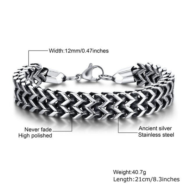 STYLISH STAINLESS STEEL BALI FOXTAIL CHAIN BRACELET FOR MEN.