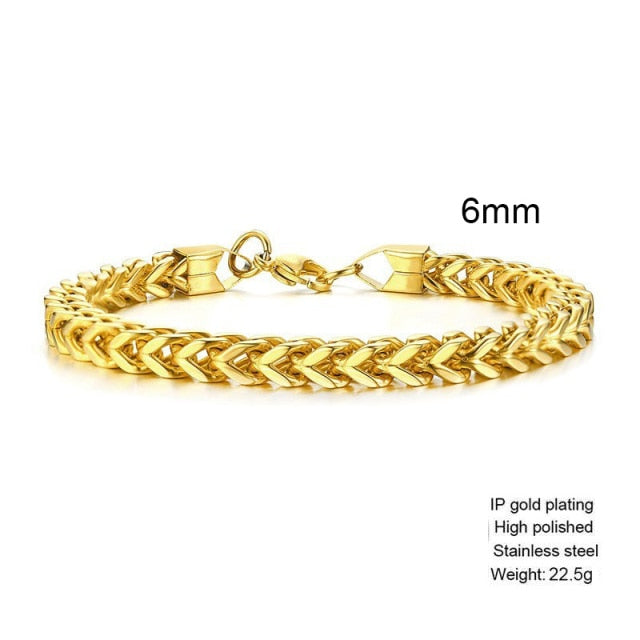 STYLISH STAINLESS STEEL BALI FOXTAIL CHAIN BRACELET FOR MEN.