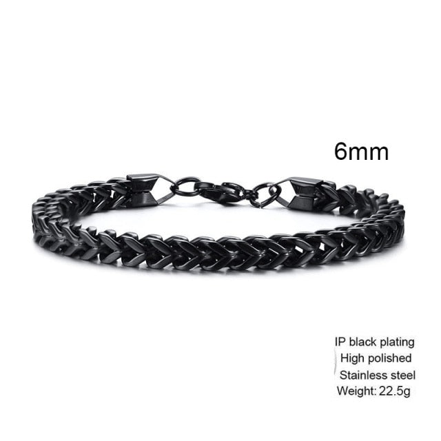 STYLISH STAINLESS STEEL BALI FOXTAIL CHAIN BRACELET FOR MEN DOUBLE FRANCO LINK CHAINS BRACELETS ARMBAND MALE JEWELRY