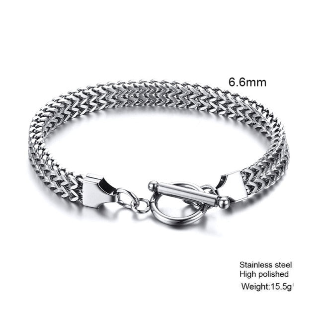 STYLISH STAINLESS STEEL BALI FOXTAIL CHAIN BRACELET FOR MEN.