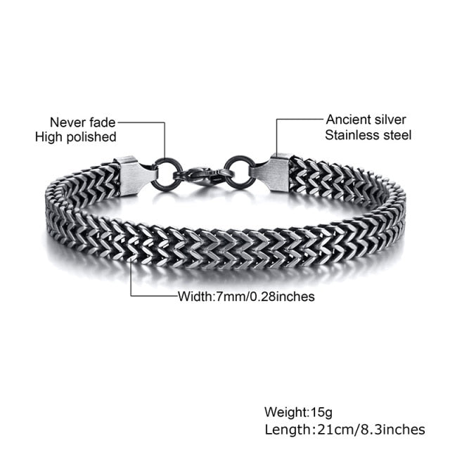 STYLISH STAINLESS STEEL BALI FOXTAIL CHAIN BRACELET FOR MEN.