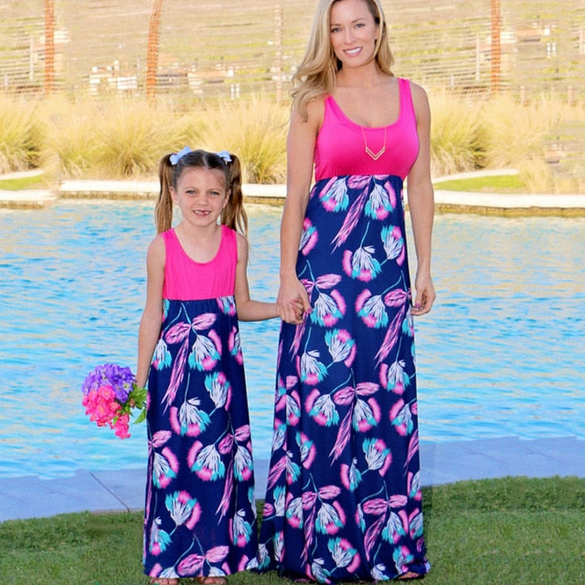 Family Matching Mom And Me Maxi Women Dress