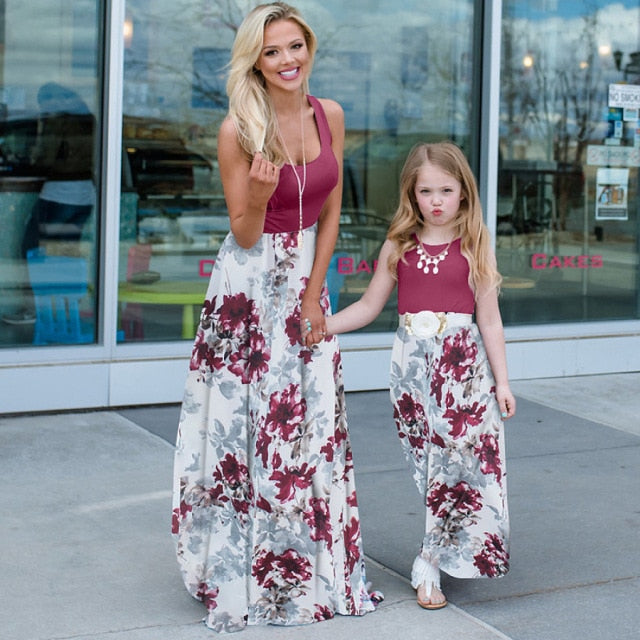 Family Matching Mom And Me Maxi Women Dress