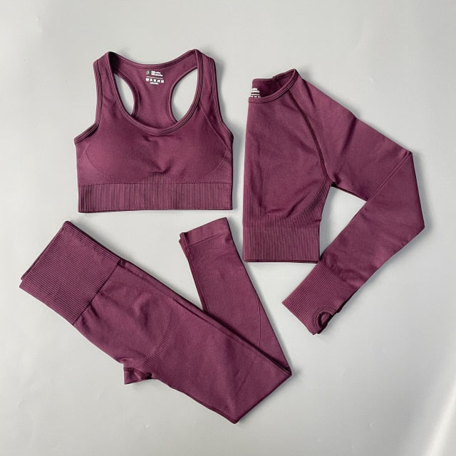 Seamless Yoga Set Women Gym Clothes Sportswear Yoga  Suits for Fitness Gym Set with underwear for women