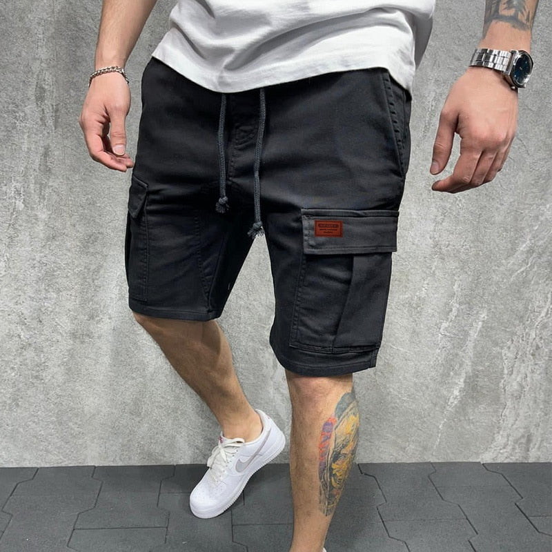 Men Elastic Drawstring Trunk Fitness Streetwear Casual Breathable Gym Shorts Loose Hip Cargo Shorts Summer Shorts Men Clothing.