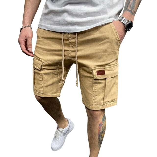 Men Elastic Drawstring Trunk Fitness Streetwear Casual Breathable Gym Shorts Loose Hip Cargo Shorts Summer Shorts Men Clothing.