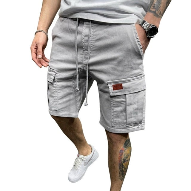 Men Elastic Drawstring Trunk Fitness Streetwear Casual Breathable Gym Shorts Loose Hip Cargo Shorts Summer Shorts Men Clothing.