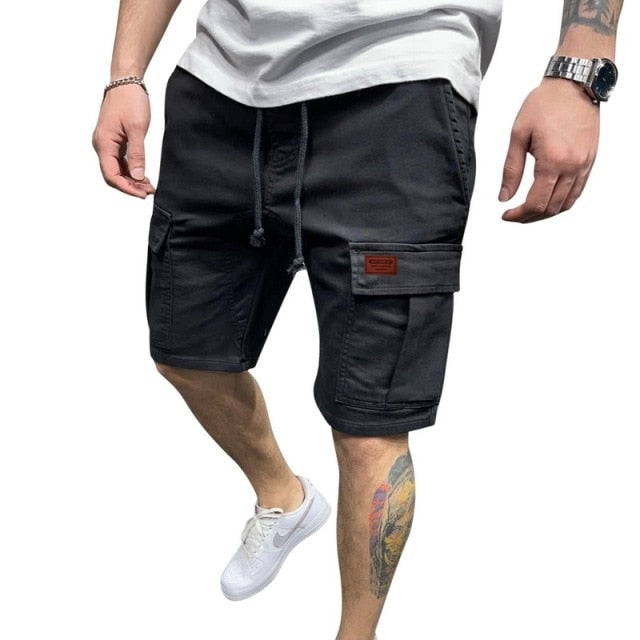 Men Elastic Drawstring Trunk Fitness Streetwear Casual Breathable Gym Shorts Loose Hip Cargo Shorts Summer Shorts Men Clothing.