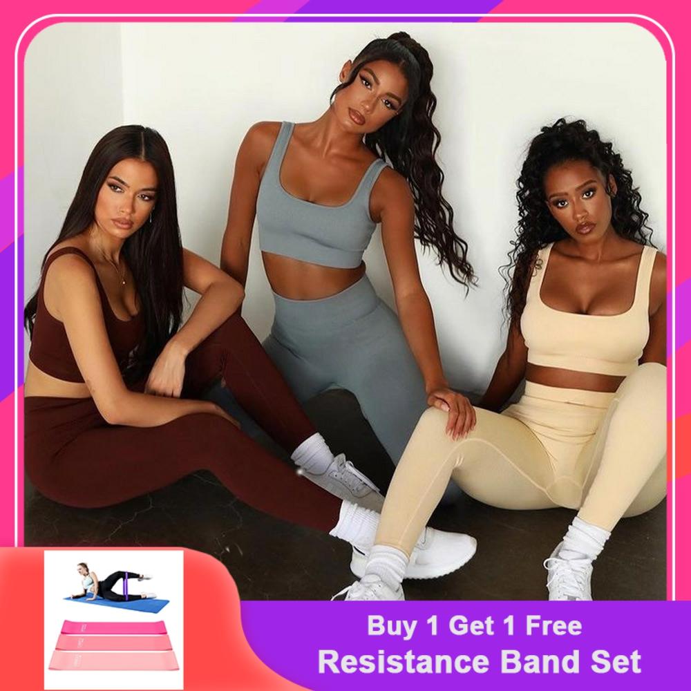 Seamless Yoga Set: Women's Leggings & Sports Bra Fitness Outfit