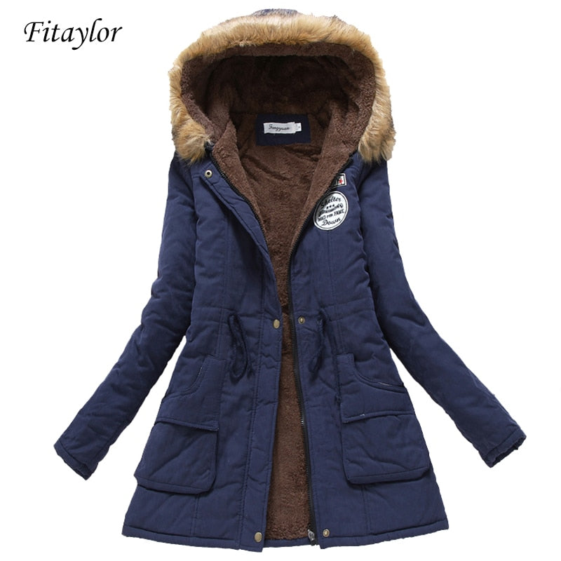 New Plus size winter military hooded jacket / coats for women