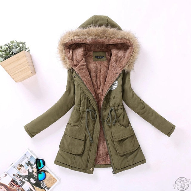 New Plus size winter military hooded jacket / coats for women