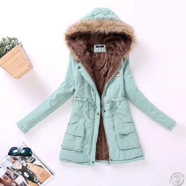 New Plus size winter military hooded jacket / coats for women