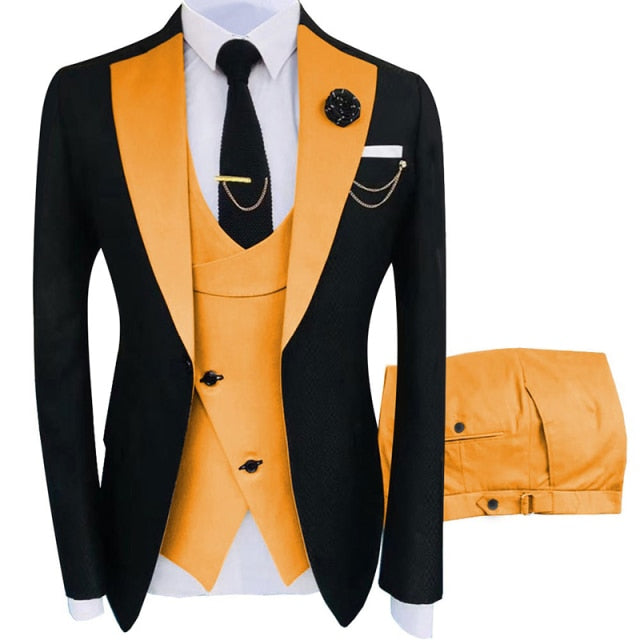 New Costume Homme Popular Clothing Luxury Party Stage Men&#39;s Suit Groomsmen Regular Fit Tuxedo 3 Peice Set Jacket+Trousers+Vest