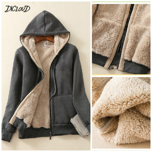 Women’s Cashmere Winter Warm Hooded Jacket Coat