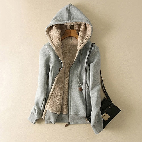 Women’s Cashmere Winter Warm Hooded Jacket Coat