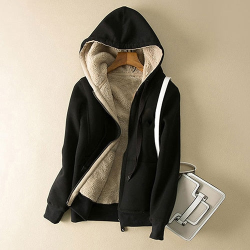 Women’s Cashmere Winter Warm Hooded Jacket Coat