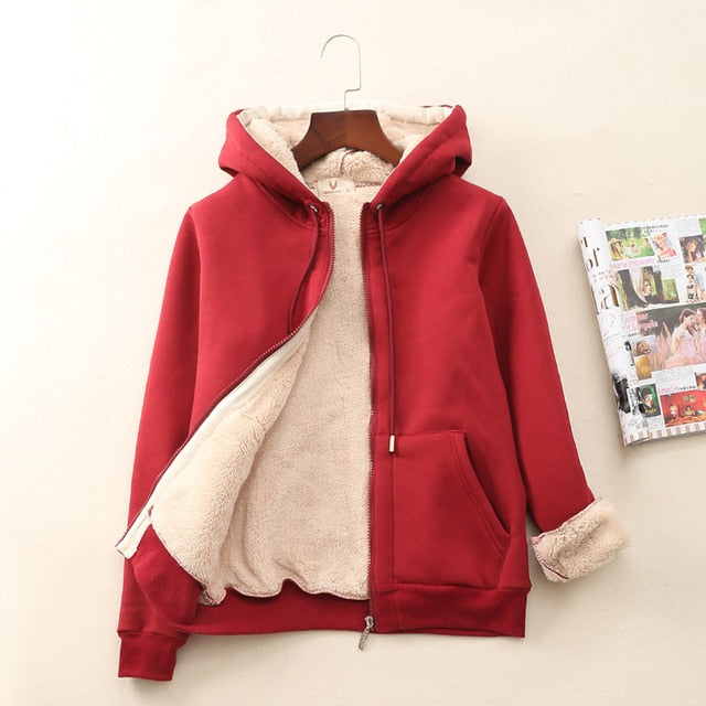 Women’s Cashmere Winter Warm Hooded Jacket Coat