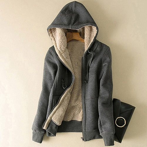 Women’s Cashmere Winter Warm Hooded Jacket Coat