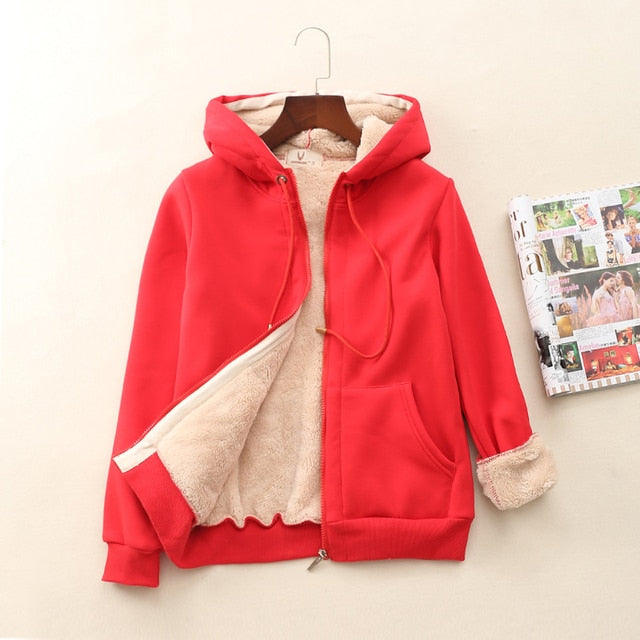 Women’s Cashmere Winter Warm Hooded Jacket Coat