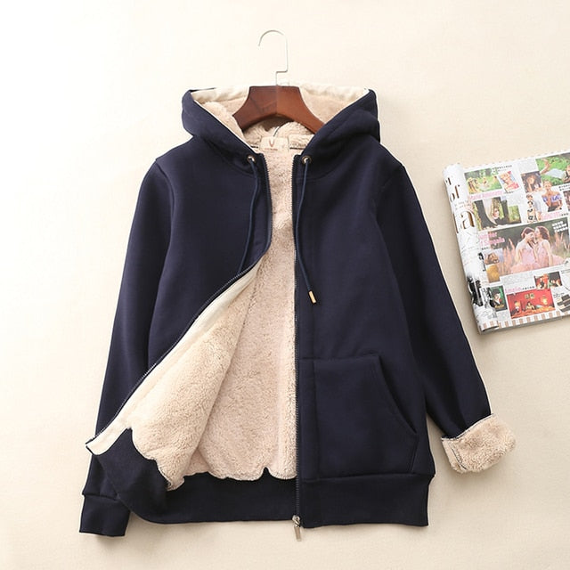 Women’s Cashmere Winter Warm Hooded Jacket Coat